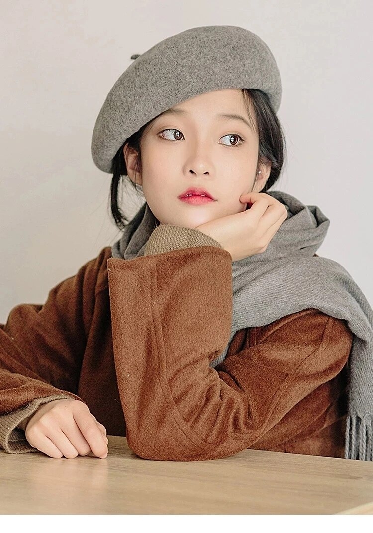 Vrouwen Meisje Beret Franse Kunstenaar Warme Wollen Winter Beanie Hat Cap Vintage Vlakte Baret Hoeden Effen Kleur Lady Winter caps