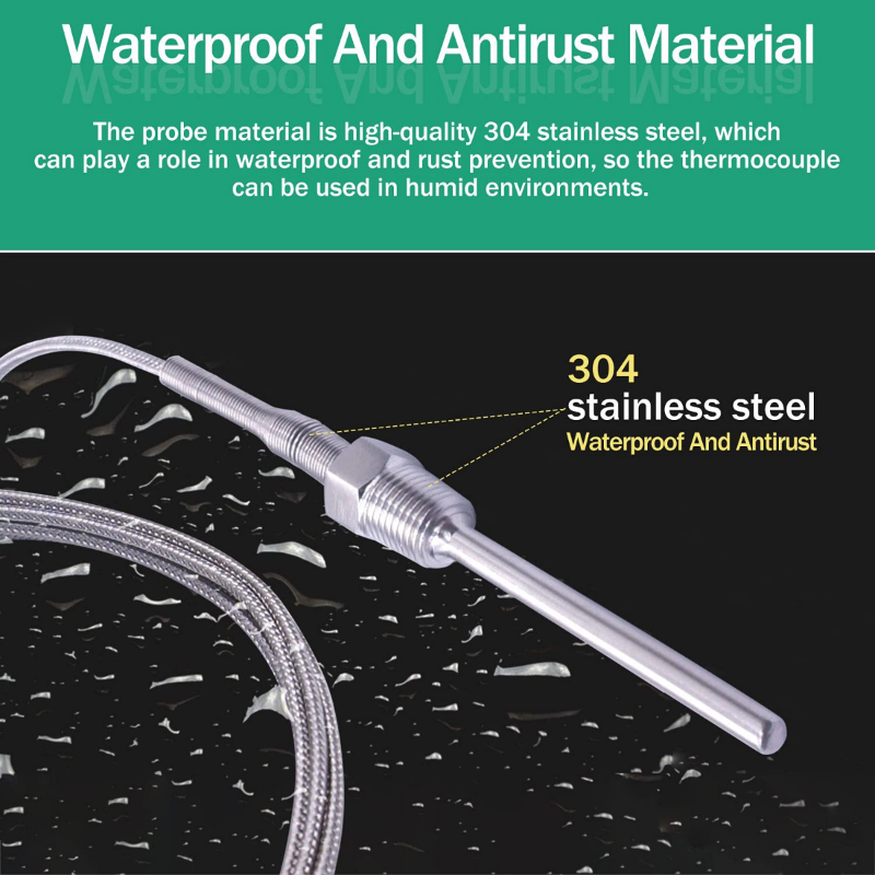 800°C Degree High Temperature Sensor Thread NPT 1/4 Stainless Steel Probe K Type PT100 Thermocouple Tube Temperature Controller