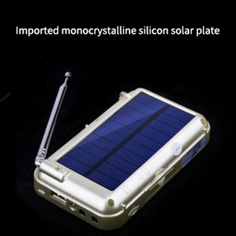 Mini haut-parleur d'énergie solaire Mp3 o lecteur de musique avec Led lumière de secours or