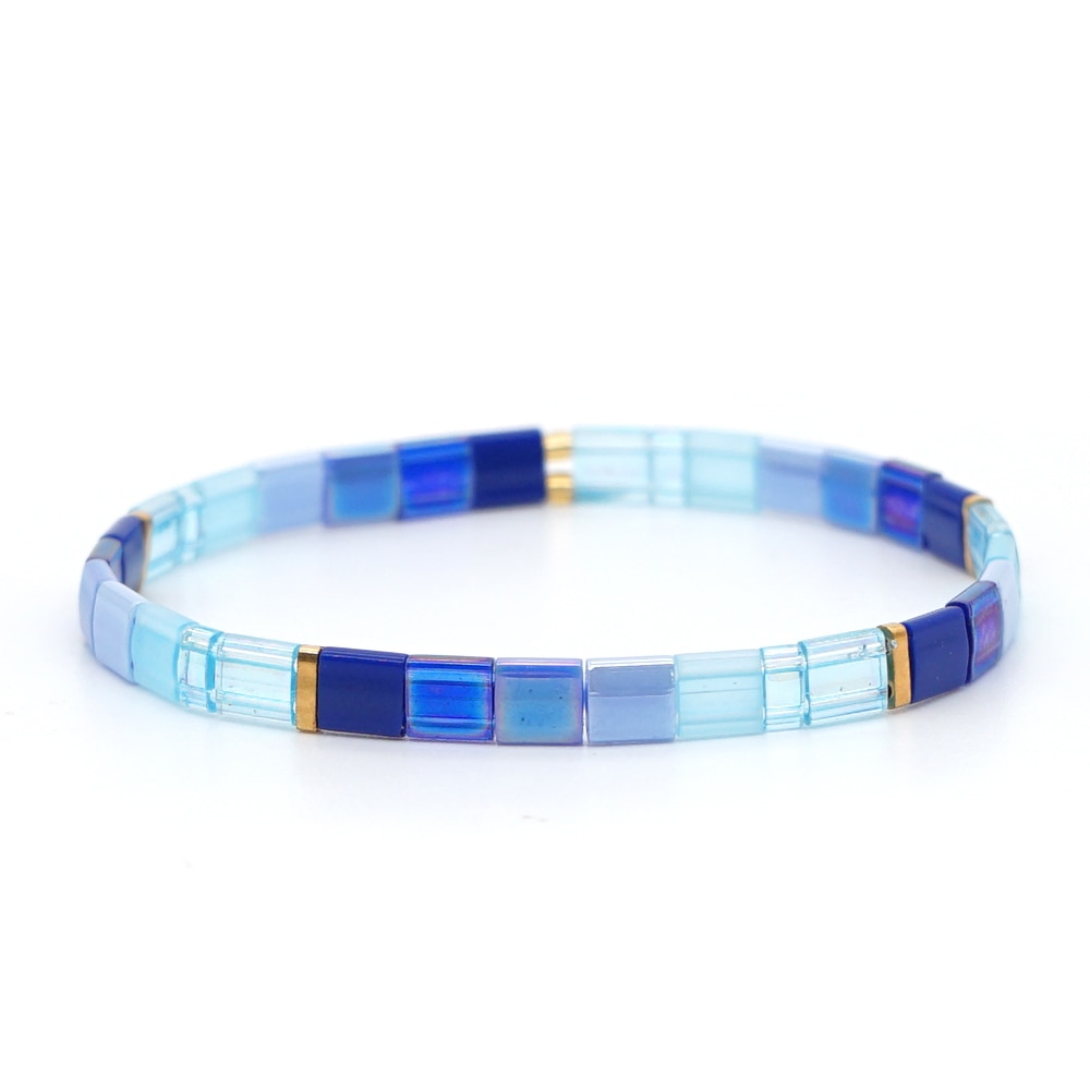 Go2boho pulseira feminina miyuki tila frisado pulseiras elásticas de vidro moda verão praia pulsera boho contas jóias 2020 feito à mão