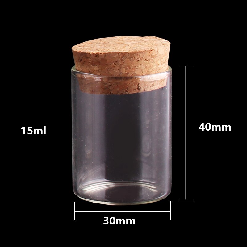 Dia 30mm: 15ml 25ml 30ml 35ml 40ml 50ml 60mlTransparent Glass Test Tube Vials Terrarium with Cork Stopper Glass Container 24pcs: 15ml