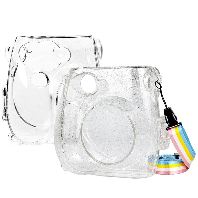 Fujifilm Instax Mini 7s 7C Cámara de película instantánea funda transparente, cristal protector funda transparente bolsa con correa de hombro arcoíris