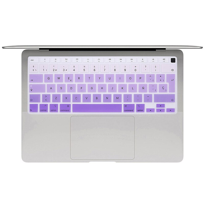 For MacBook Air 13 Keyboard Cover EU Spanish Keypad Protector Skin for Mac Book Air 13 with touch bar ID A2179 Ombre: Ombre purple
