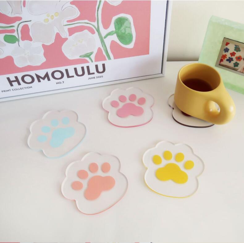 Acryl Leuke Kat Poot Cup Mat Tafel Isolatie Coaster Sakura Koffie Thee Houder Servies Schotel Lade Keuken Coaster 11Cm