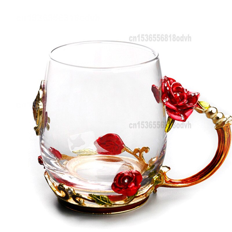 enamel water cup bubble flower tea rose tea cup crystal heat resistant casual Cup