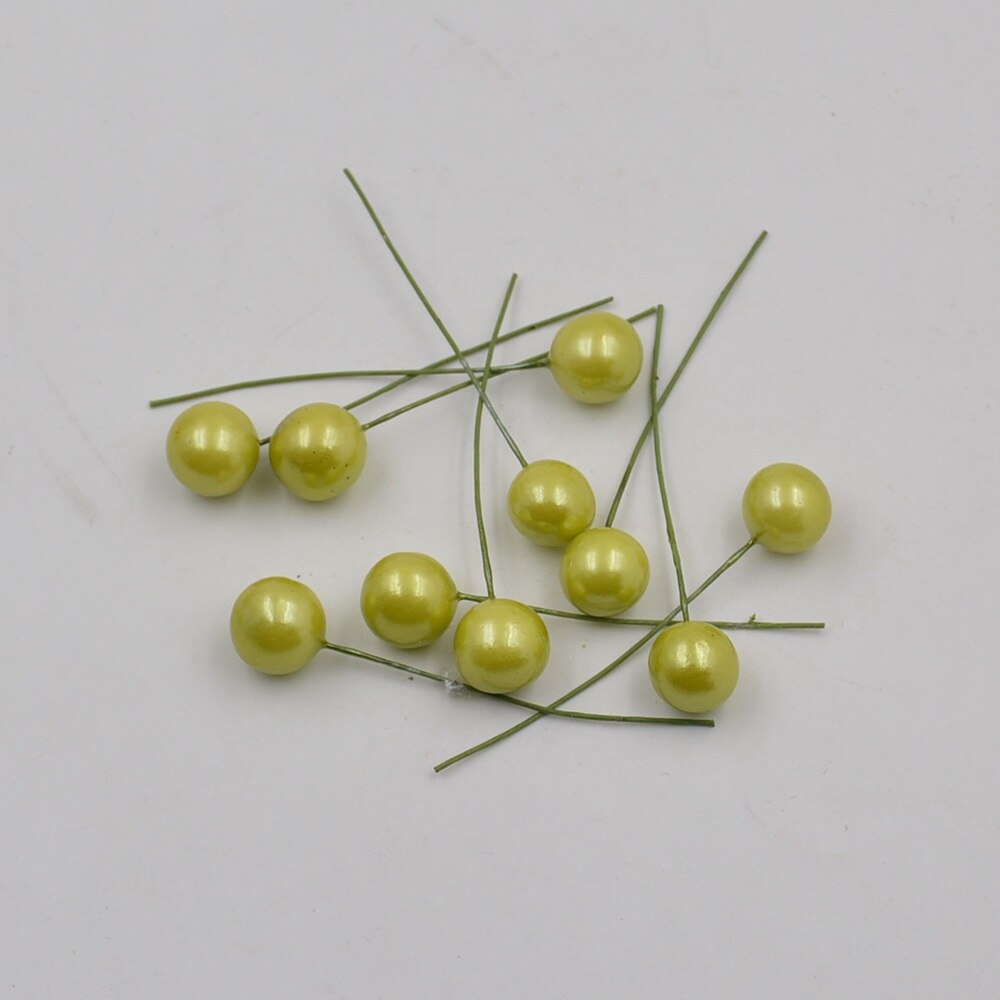 Perles en plastique, 40 pièces, fleurs de baca, étamine artificielle, pour décoration de mariage, bricolage, Scrapbooking, couronne décorative, fleurs de pistel: green