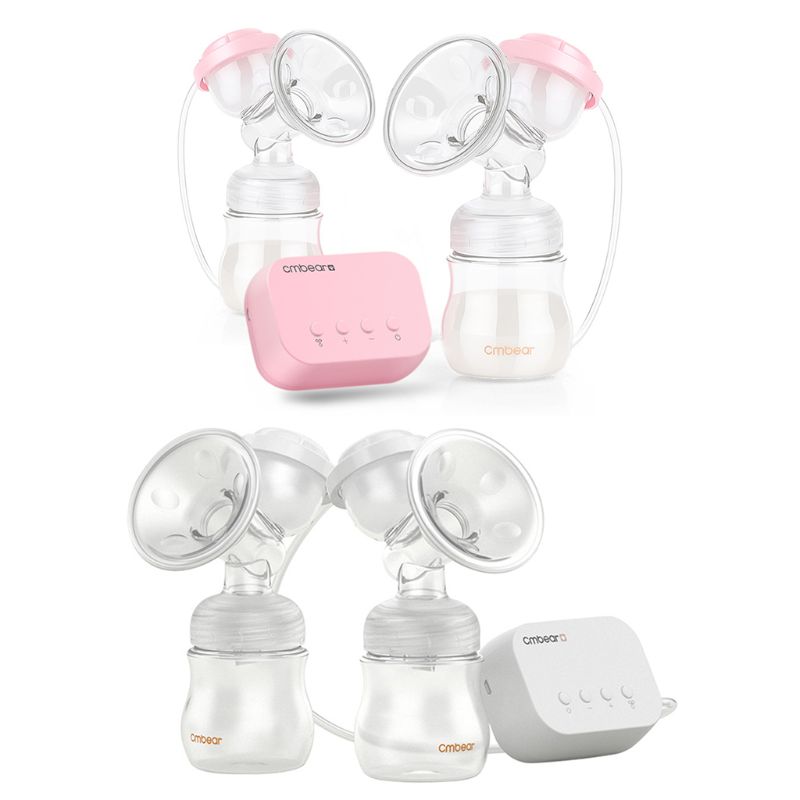 Bpa gratis elektrisk dobbelt brystpumpesæt med 2 mælkeflasker usb kvinde bryst massager baby amme mælkesuger