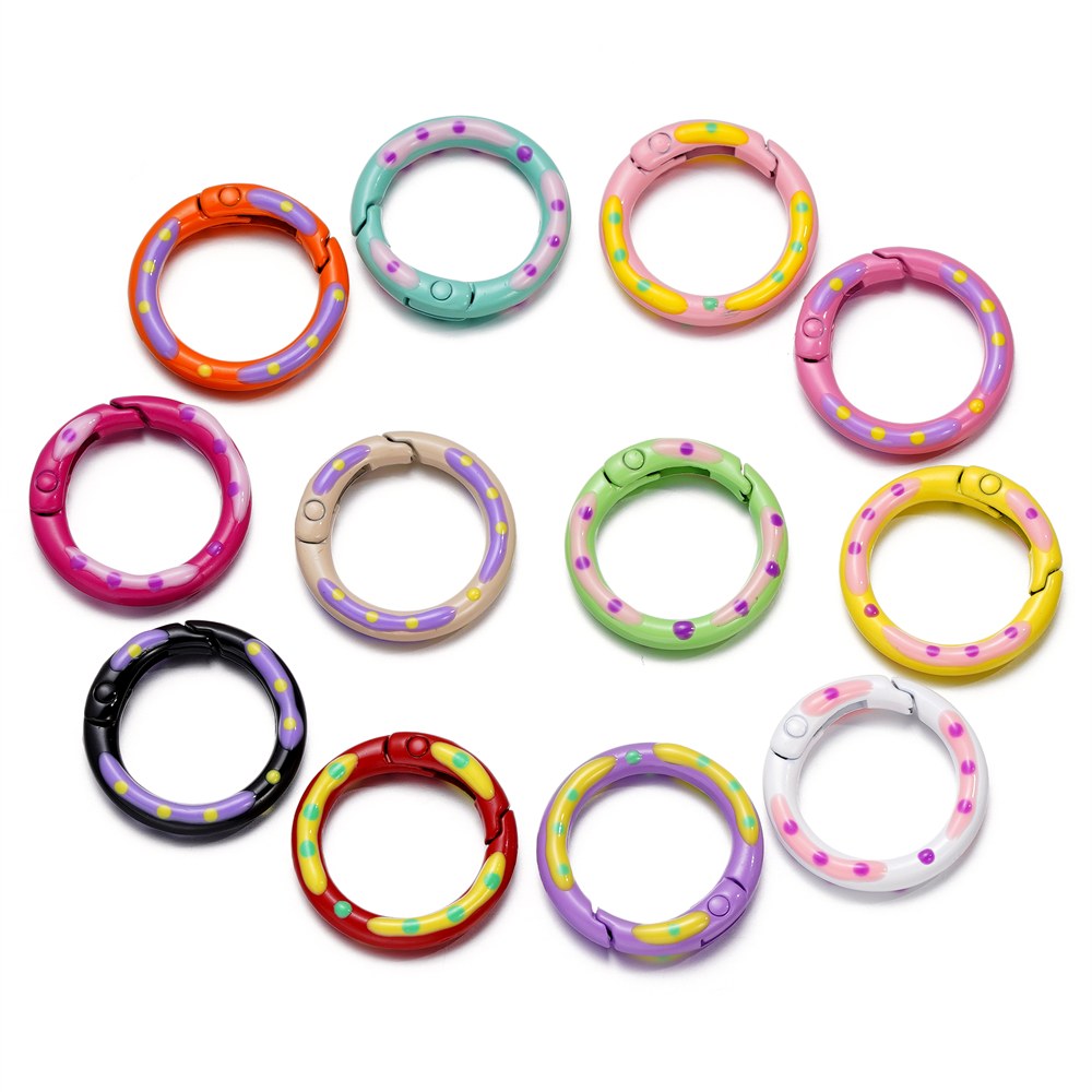 5pcs/lot Multicolor Metal Round Ring Spring Clasp Carabiner Keychain Clips Hook Dog Chain DIY Jewelry Buckle Connector Supplies: Blue
