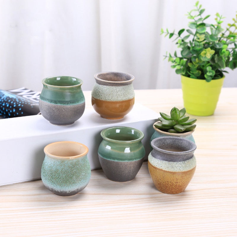 Stijl Keramische Bubble Glazuur Duim Bloempot Mini Vetplanten Bloempot Pocelain Bonsai Pot met een Gat Huis Tuin