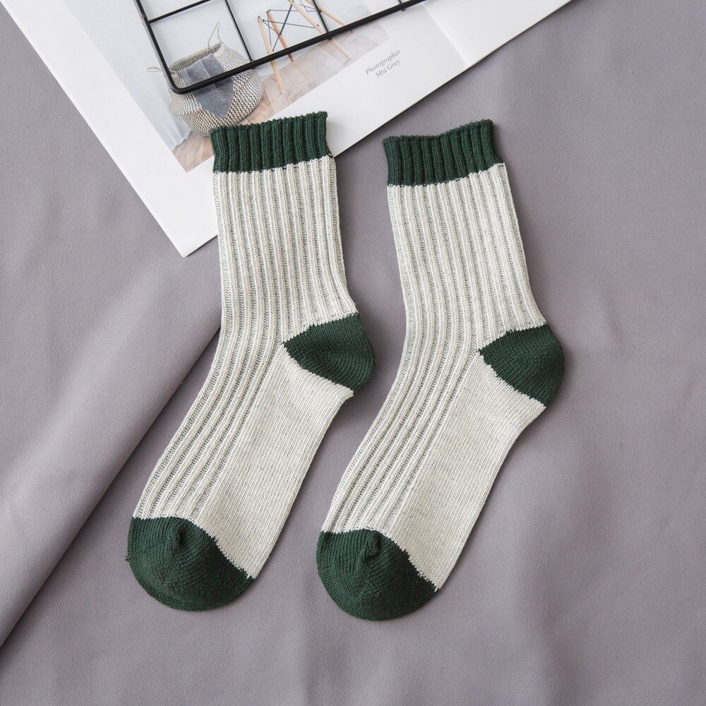 Kvinnor tubstrumpor bomull tjock nål stava färg höst och vinter strumpor kvinnlig koreansk japansk stil 185: 01