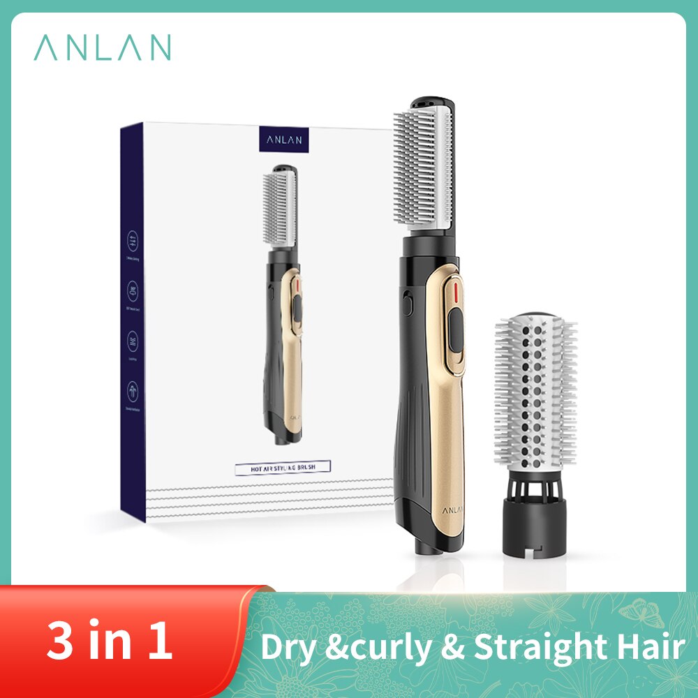 ANLAN-cepillo de aire 3 en 1 multifuncional, peine para el cabello, Alisador, secador de pelo de un paso, peine de aire, herramienta de alisado