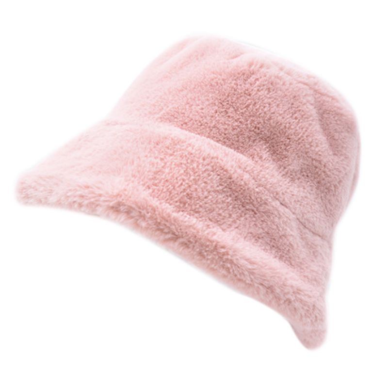 Kvinder piger vinter fortykket fluffy plys cap almindelig ensfarvet bred skygge solbeskyttelse pakke udendørs fisker hat: Pk
