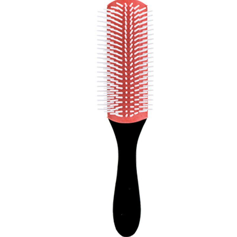 Cepillo de pelo Antiestático de 20,5 cm de longitud, 9 filas, para manualidades, para peluquería, masajeador del cuero cabelludo, peine para el cabello, herramientas de peinado para la salud: Negro