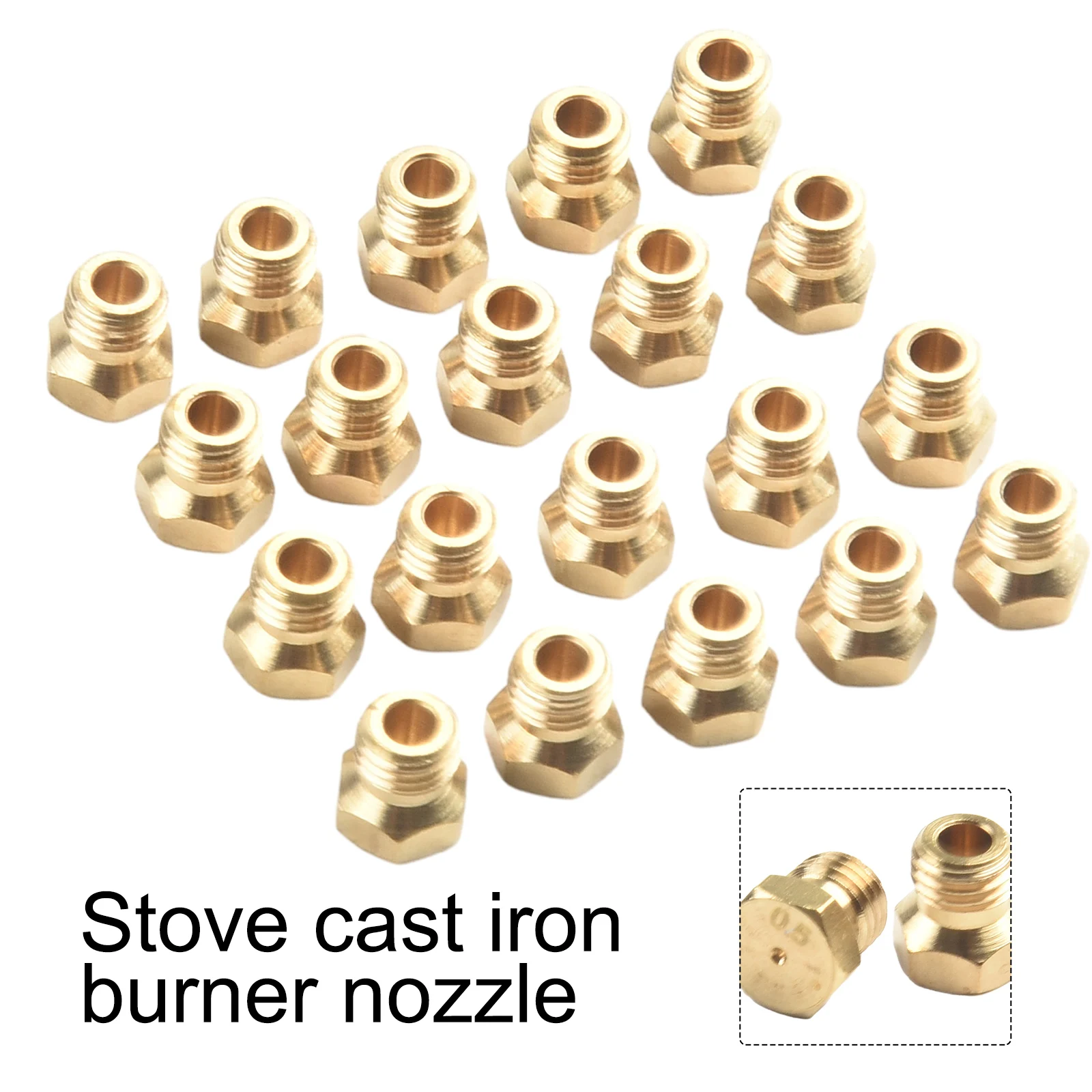 5/20PCS Propane Gas Nozzles 0.5mm Orifice Brass Jet Nozzle Propane Burner Orifice Kit Grill Replacement Parts LP Gas M6*0.75mm