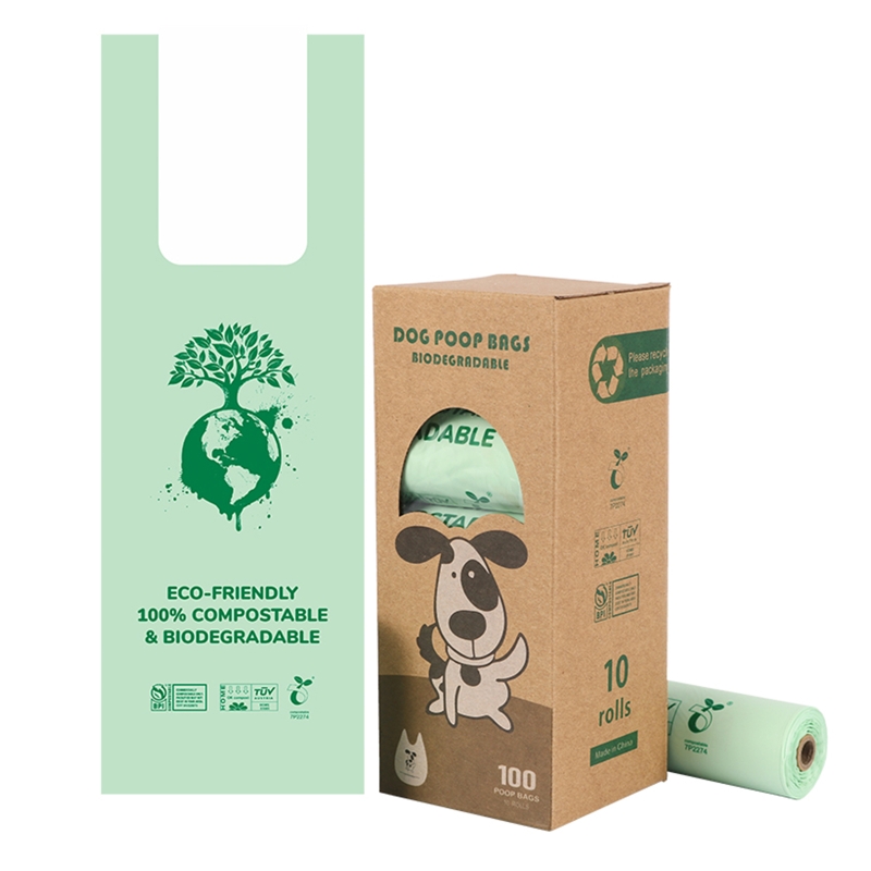 PLA Poop Bags with Easy-Tie Handles Litter Dog Puppy Biodegradable Earth-Friendly Leak-Proof Poop Bags