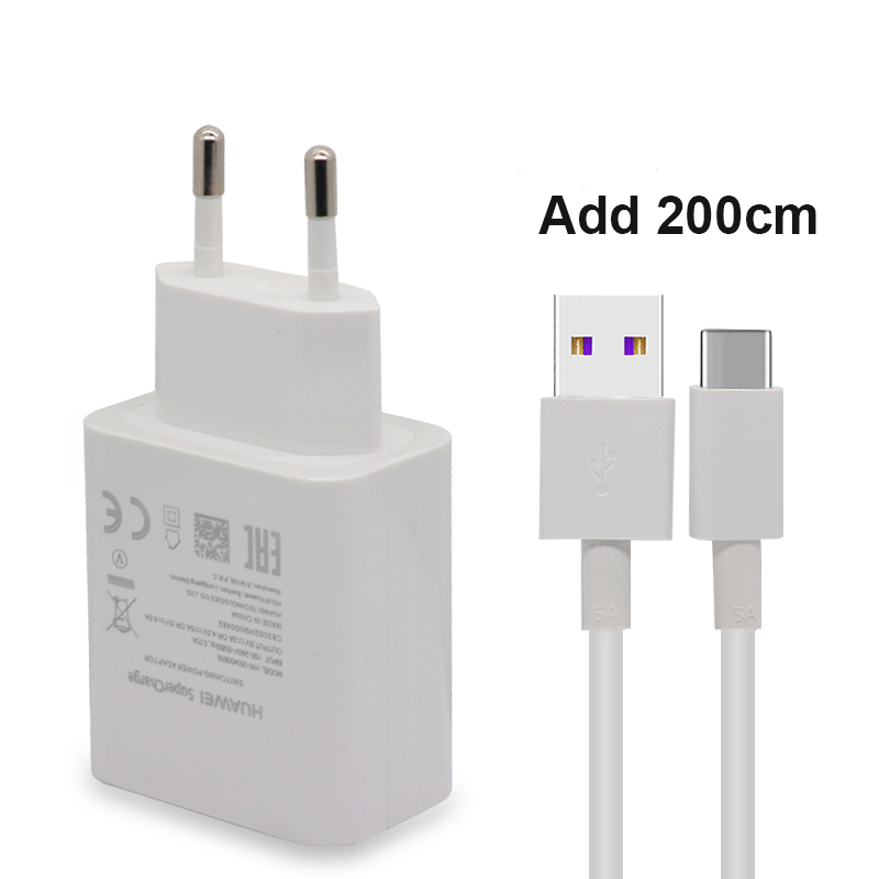 Originele Huawei Fast Charger 40W Supercharge Type C Kabel Voor Huawei P30 P40 P10 P20 Pro Lite Mate 9 10 Pro Mate 20 V20: EU Add 200cm Cable