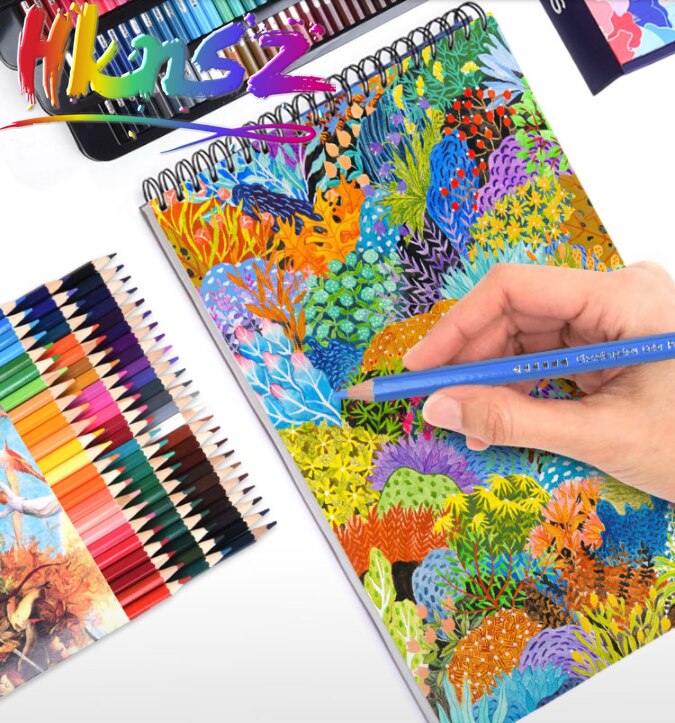 Brutfuner 180 Colors Oily Colored Pencils Set Oil HB Wood Coloured Pencils Drawing