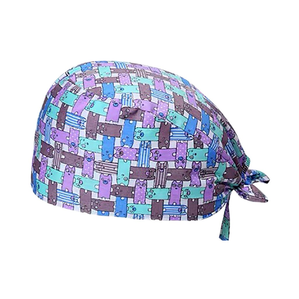Gorro de trabajo con estampado de botones para enfermera, gorro de trabajo informal Unisex, accesorios para enfermeras
