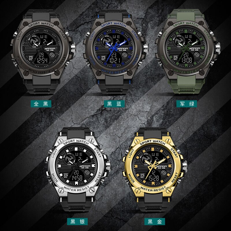 Reloj Digital SANDA estilo G para hombre, relojes deportivos militares con fecha, reloj de pulsera electrónico resistente al agua, reloj para hombre Orologio da uomo 739