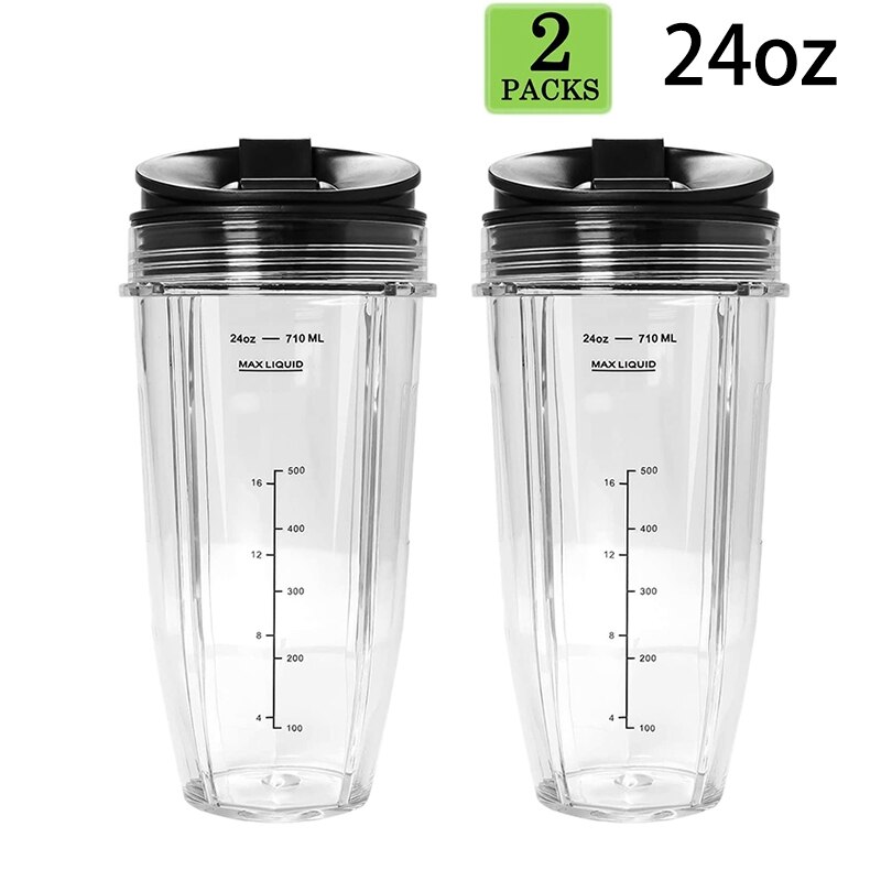 2- pack vervangende 24oz- kops beker met tuitdeksel voor nutri ninja auto iq-serie blenders met  bl450/bl454/bl456/bl480/bl481