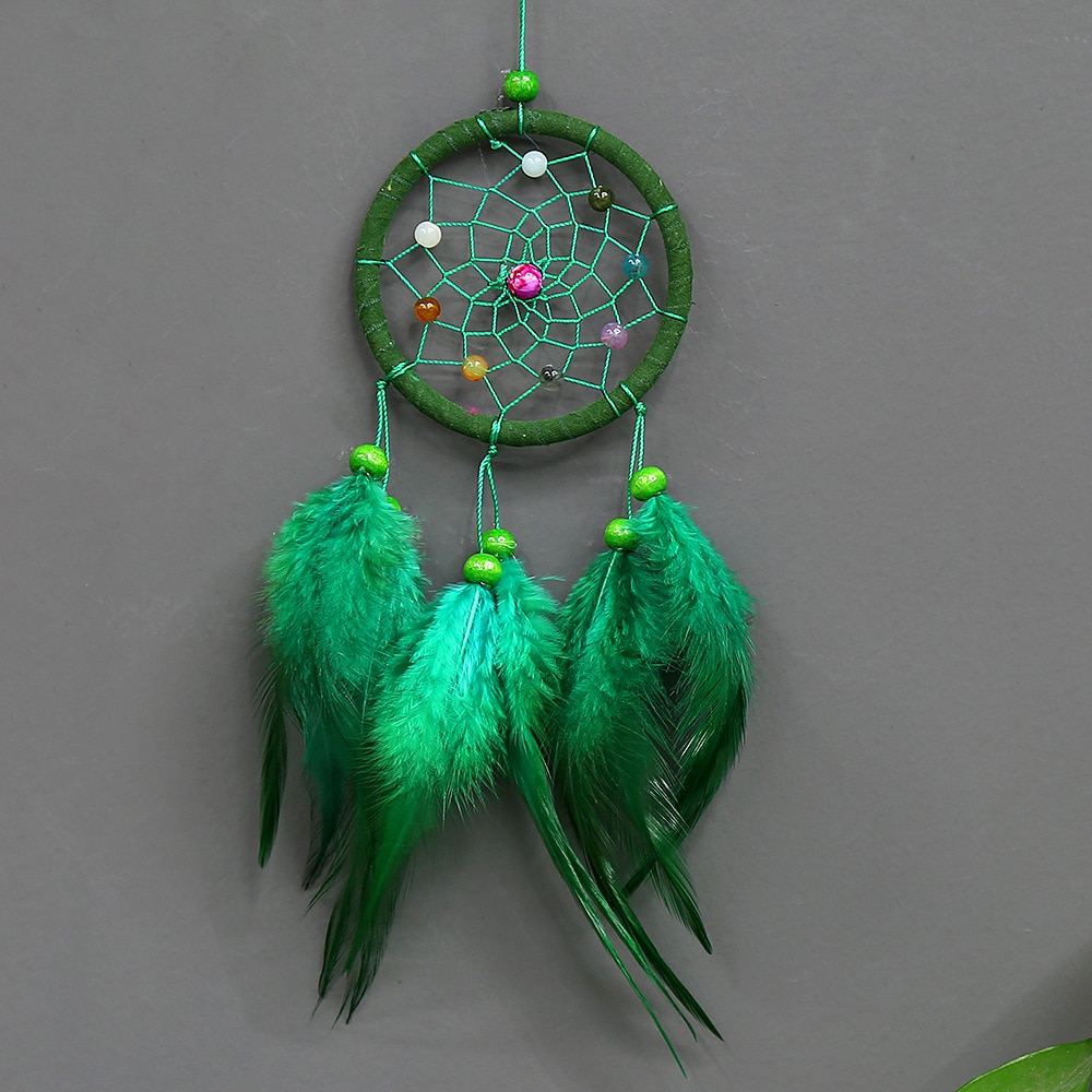 Atrapasueños colgante para coche, accesorios, decoración de pared, hecho a mano, de cumpleaños: green