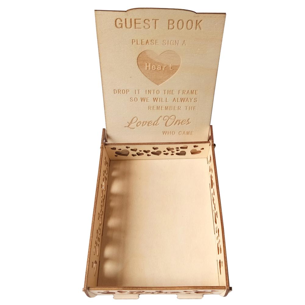Wedding Signature Box Decor Wooden Box Hearts Romantic Rustic Sweet Guestbook Wedding Supplies Business Card Box: b
