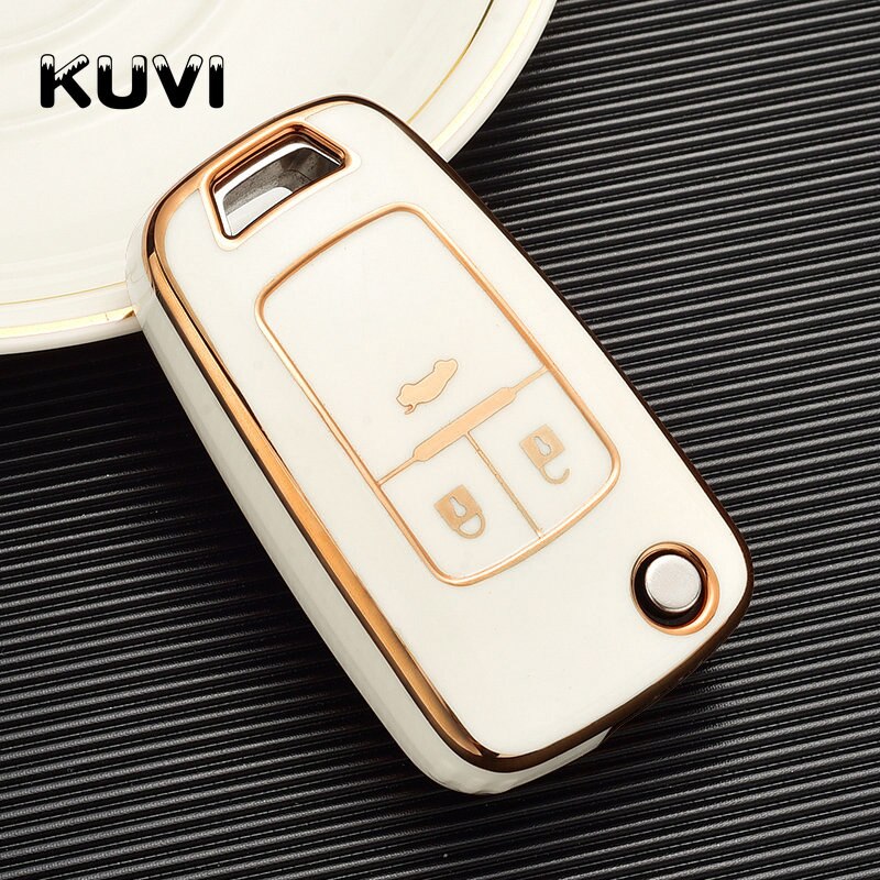 TPU Car Folding Key Case Cover Shell Fob For Chevrolet Cruze Aveo Trax Sail Malibu For Opel Vauxhall Astra Corsa Meriva Insignia: White 3 button