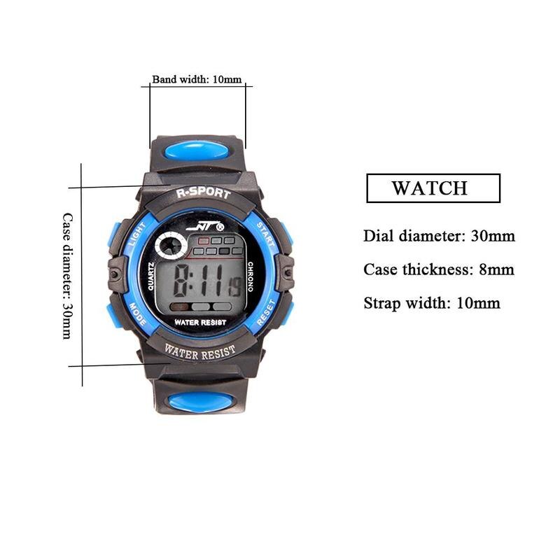 Kindersporthorloge waterdicht digitaal horloge led elektronisch kleuren horloge sport kinderen alarm datum horloges pols waterdicht  s5 i 2