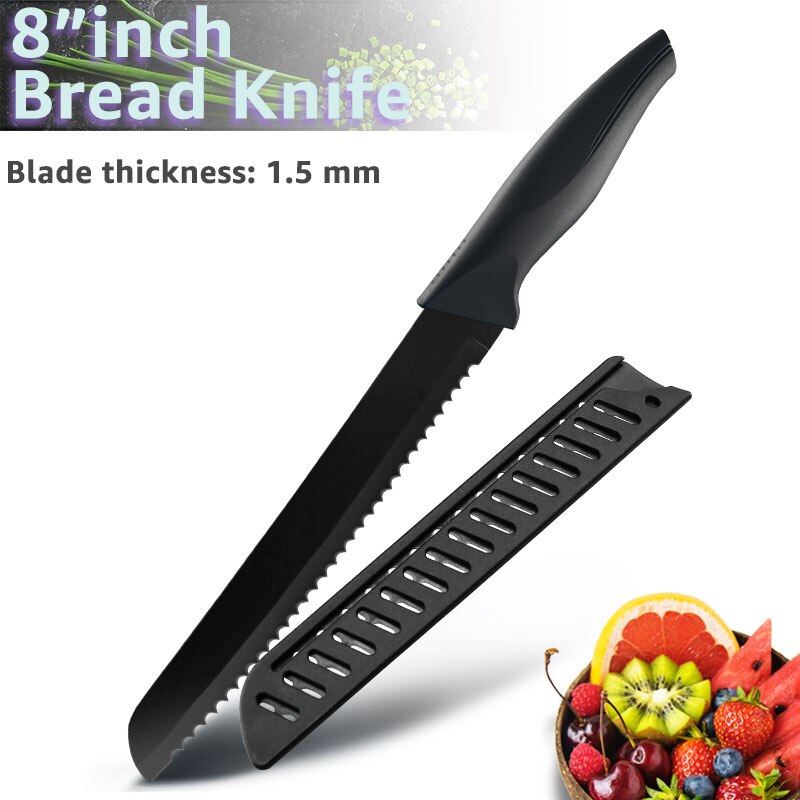 Küche Messer 3,5 5 7 8 zoll 1-6 einstellen Koch Edelstahl Nicht Stock Klinge X50CrMov15 Brot Schneidemaschine Dienstprogramm Santoku Messer: 8 Zoll Brot Messer