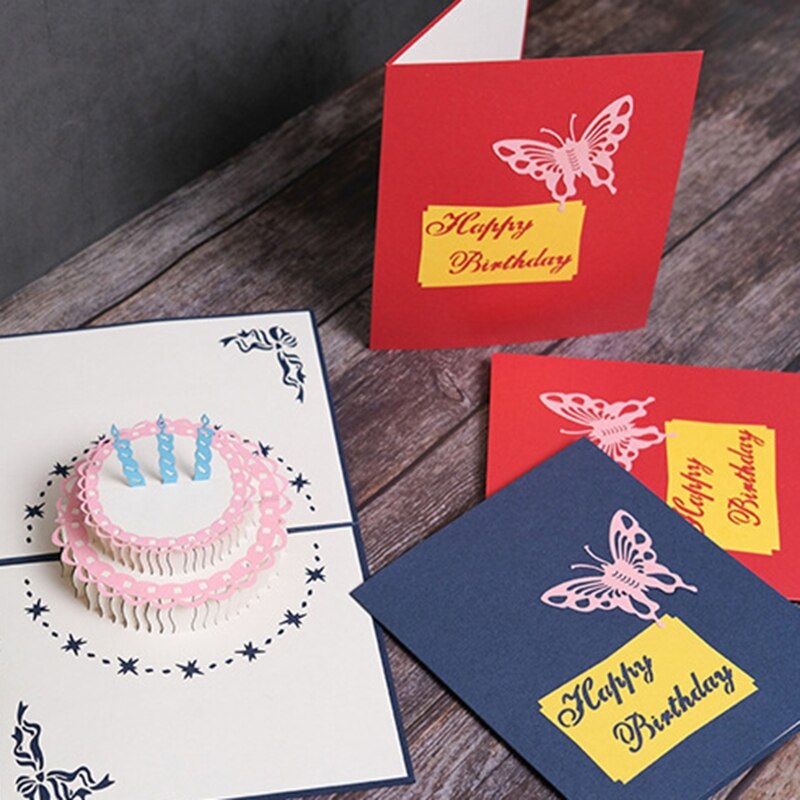 3D Pop Up Cards Cake Birthday Card Anniversary Postcard Wedding Invitations Greeting Cards for All Occasion