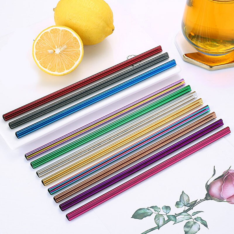 1pcs Drinking Straw Heart-shaped Straw Stainless Steel Reusable Straws Bar Boba Bubble Tea Milkshake Straight Straws Tubes