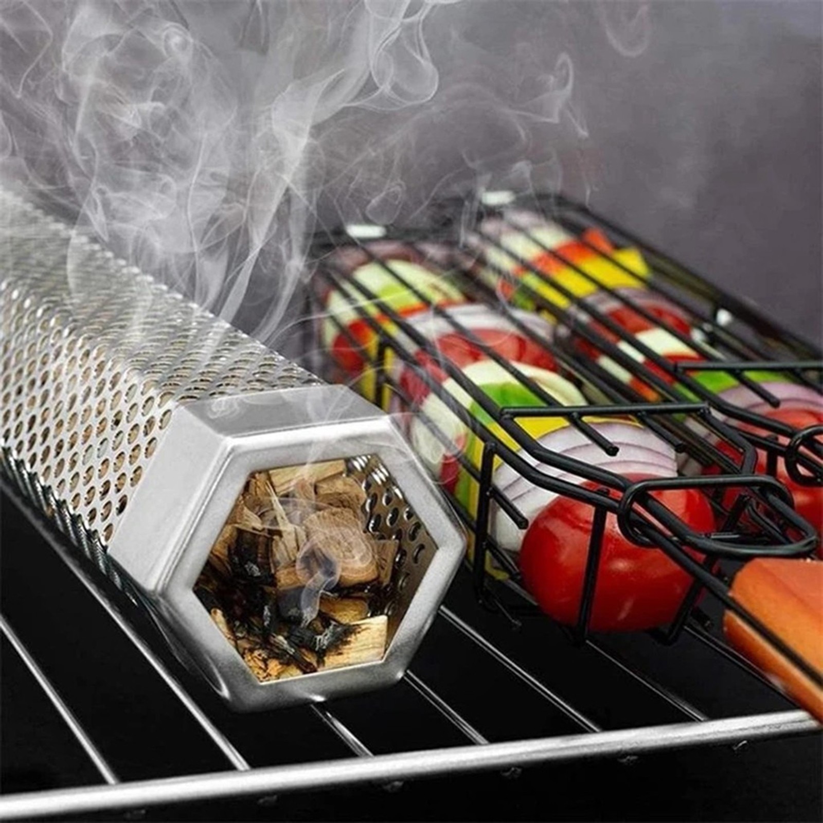 Portable BBQ Grilling Basket Stainless Steel Nonstick Barbecue Grill Basket Tools Grill Mesh for meat Hamburger BBQ tools#45
