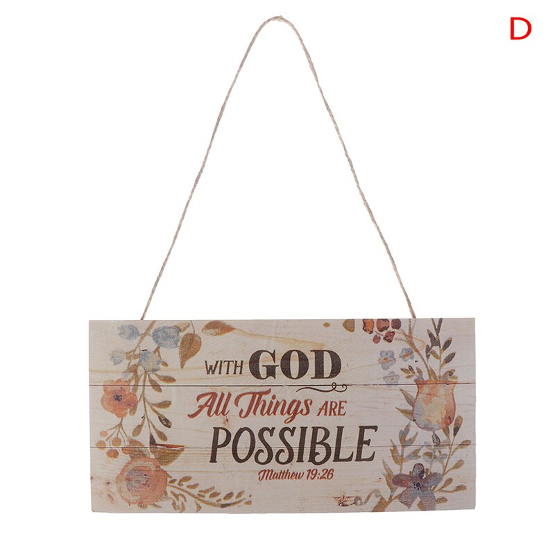 Colgante de madera con estampado de letras, de etiquetas colgantes, colgante para puerta y ventana, colgante decorativo de madera: D