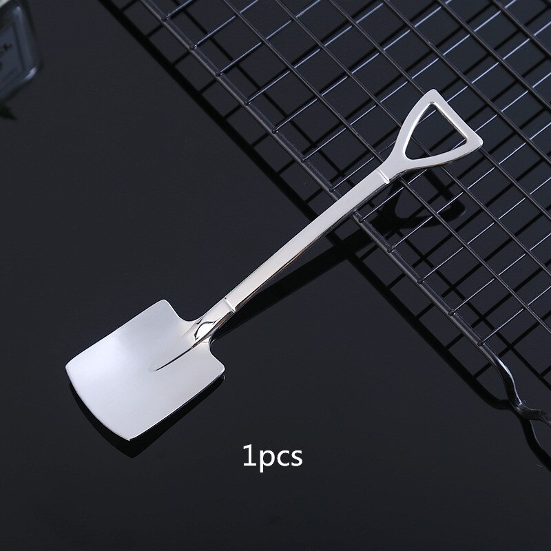 Cuchara de pala de acero inoxidable 304, cuchara pequeña para café, postre, helado, pala de ingeniería, cuchara de sandía: 410  PT