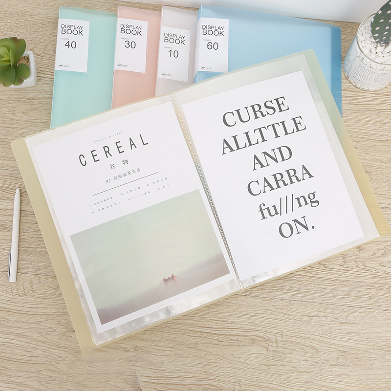 1Pc A4 Display Boek 40/60 Pagina Transparante Insert Map Document Opbergtas Voor Bank Campus Bestand Kantoor Werkplek Familie