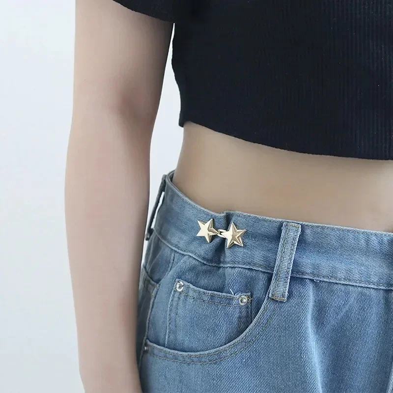 Juego de broches de estrella de aleación con hebilla para apretar la cintura, Clip, botón a presión ajustable, botones vaqueros, accesorios de ropa desmontables, 1/8