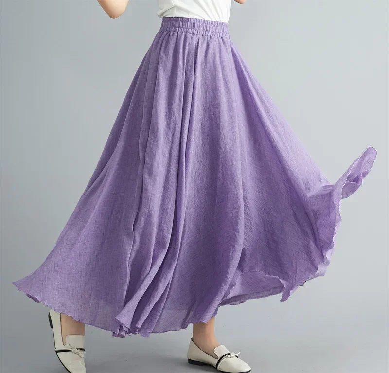 Clothes Women Clothing Skirts Vintage Y2k Streetwear Bohemian Cotton Linen Casual Vestido De Festa Long Skirt