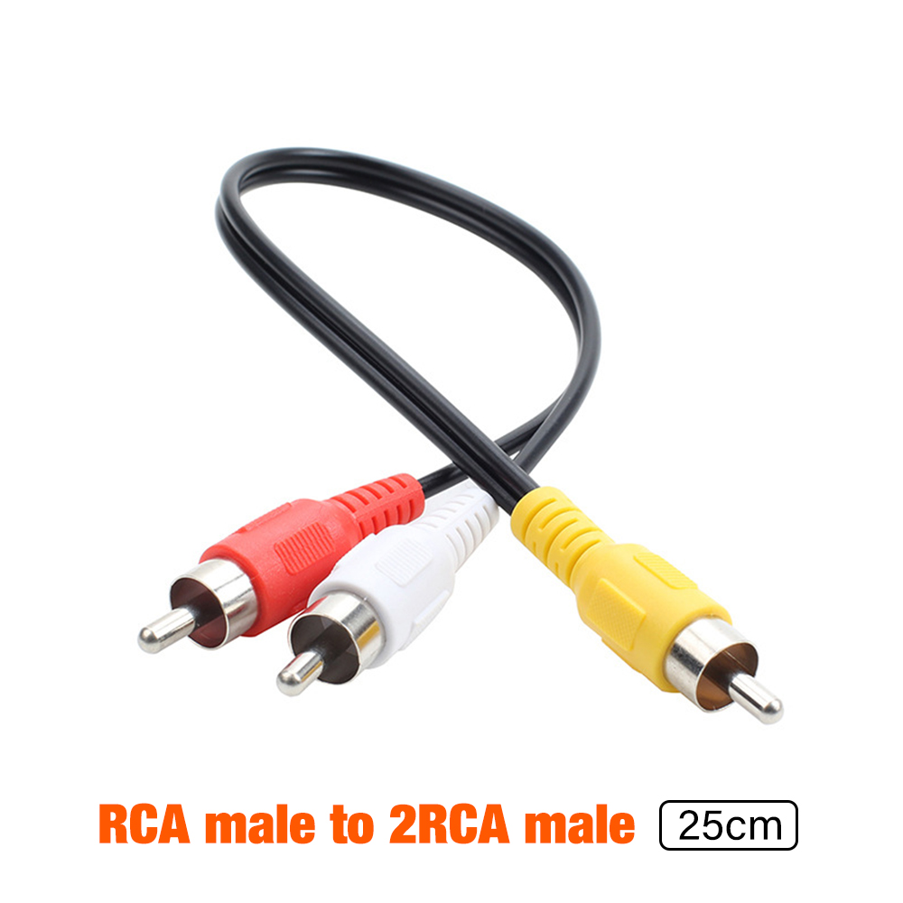 Rca y-adapter 1 rca hann  til 2 rca hann y-splitter digital stereolydkabel til subwoofer, hjemmekino hei-fi - dobbel skjerming: Rød