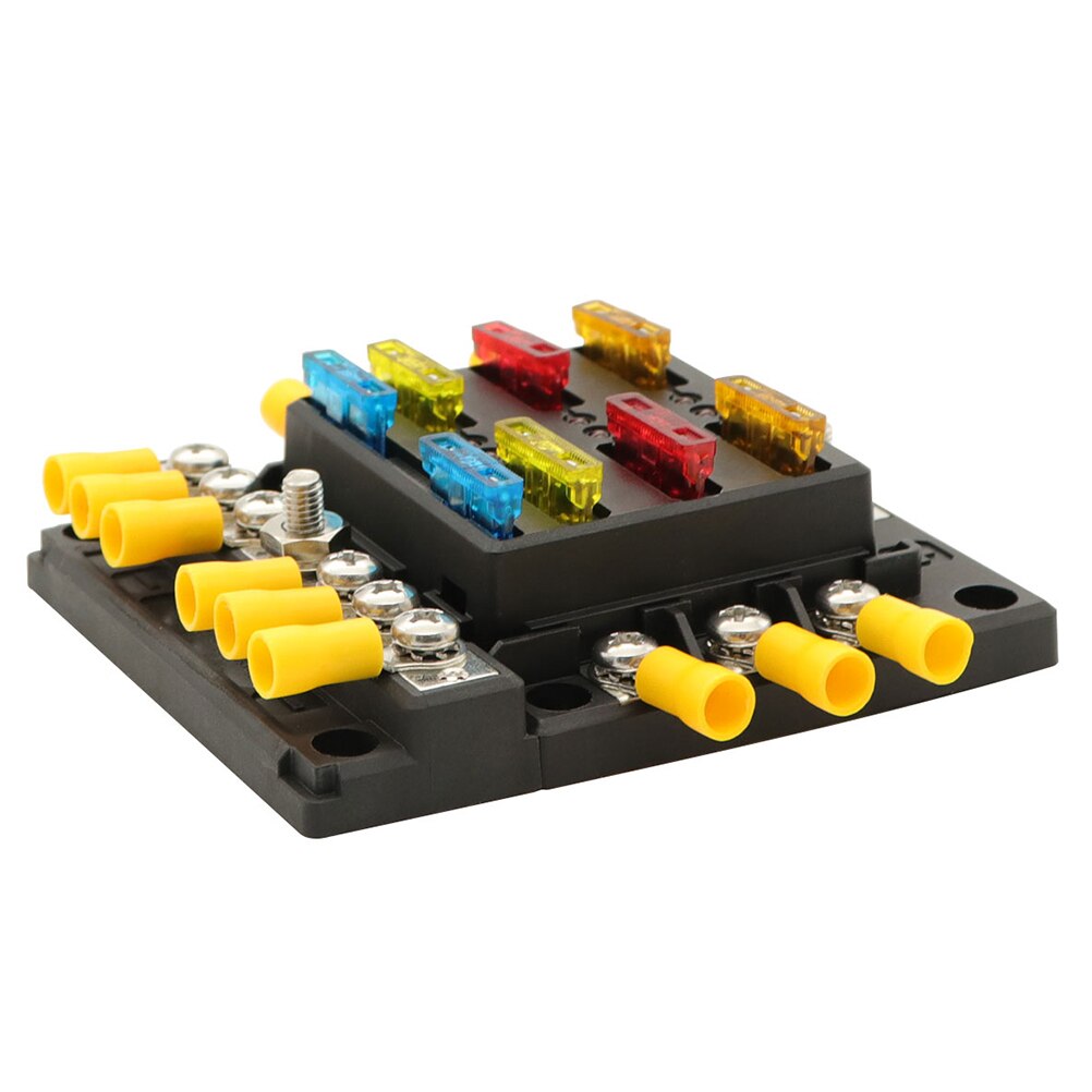 6 Ways Fuse Box Holder with ATC/ATO/ATP Fuse Box Holder LED Warning Indicator with Fuse for Car Boat Marine