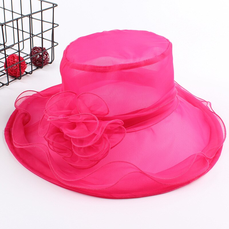 Elegante Dames Hoed Organza Hoed Bruids Hoed Mesh Hoed Party Gelegenheid Hoed Bruiloft Buiten Voor Jurk Vrouwen Zonnehoed cap Voor Vrouwen: Roze