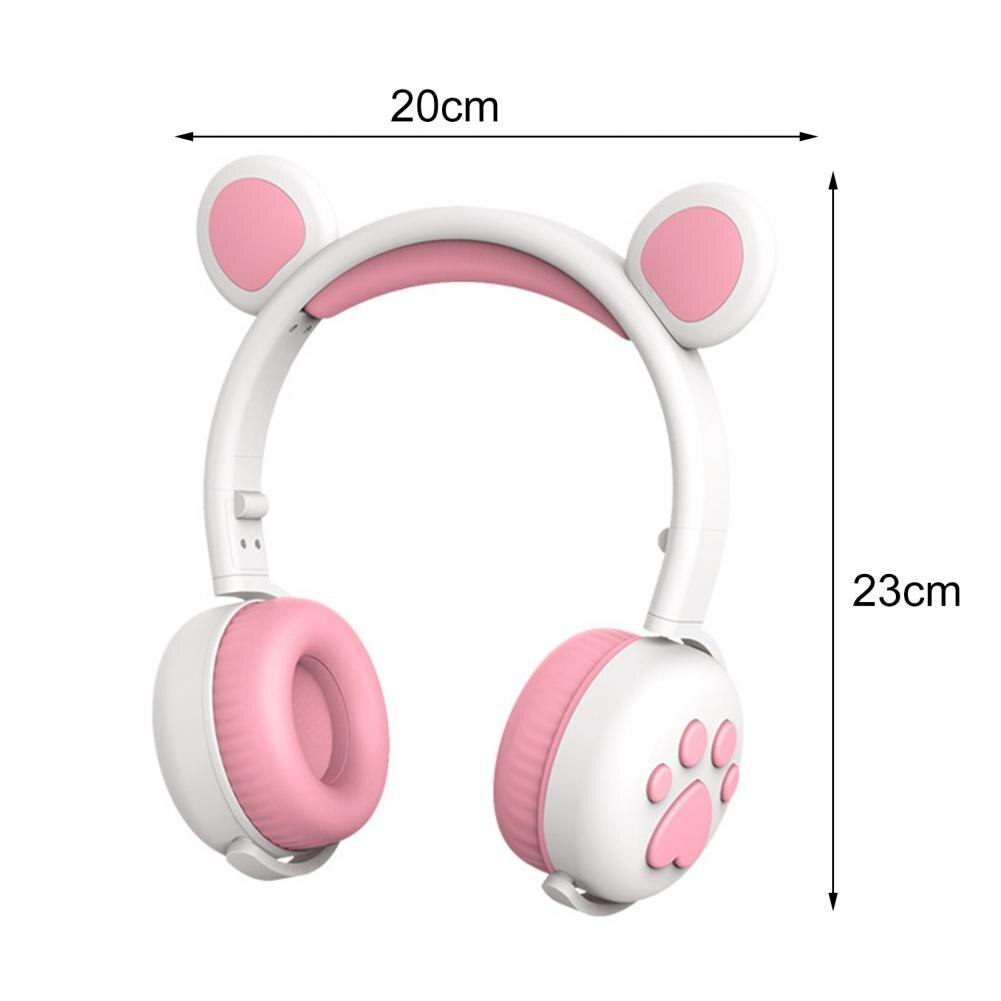Écouteurs Bluetooth 5.0 multicolores, lumineux, pliables, forme d'ours, casque de jeu pour téléphone, tendance,