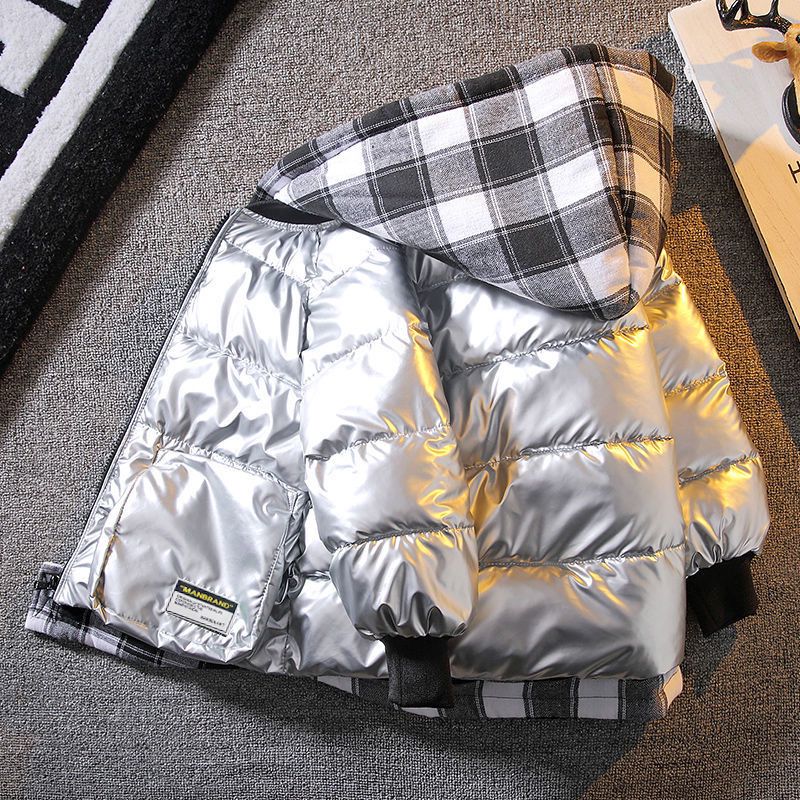 Jungen-daunenjacke für herbst und Winter, kariert, wasserdicht, winddicht, mit kapuze, kinderkleidung 6 8 10 12 jahre
