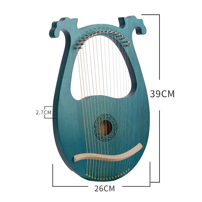 -lyre harpe , 16- strengs mahogni body string instrument body instrument med stemmenøkkel og reservestrenger