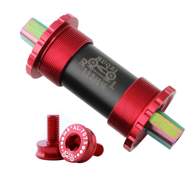 MUQZI Bike Bottom Bracket Set Square Bicycle Titanium Bottom Brackets for Folding Bike Fixed Gear MTB Road Bike 11.3cm: Red