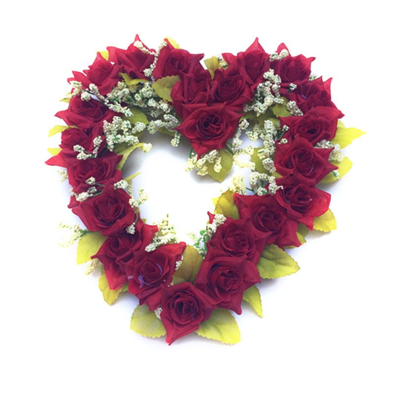 Artificial Rose Flower Heart-shaped Flower Garland Romantic Wedding Decorative Silk Garlands Flower Wreaths for Wedding Party