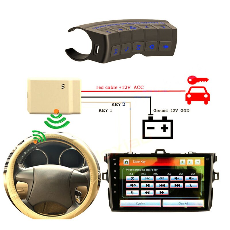 Voor 2 Din Android Auto Afstandsbedieningen Stuurwiel Knop Bluetooth Afstandsbediening