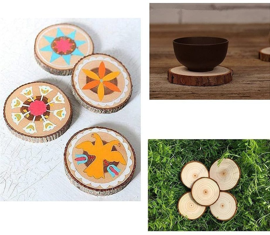 Natural Wood Slices Craft Wood Kit Unfinished Predrilled with Hole Wooden Circles for Arts Christmas Ornaments DIY Crafts