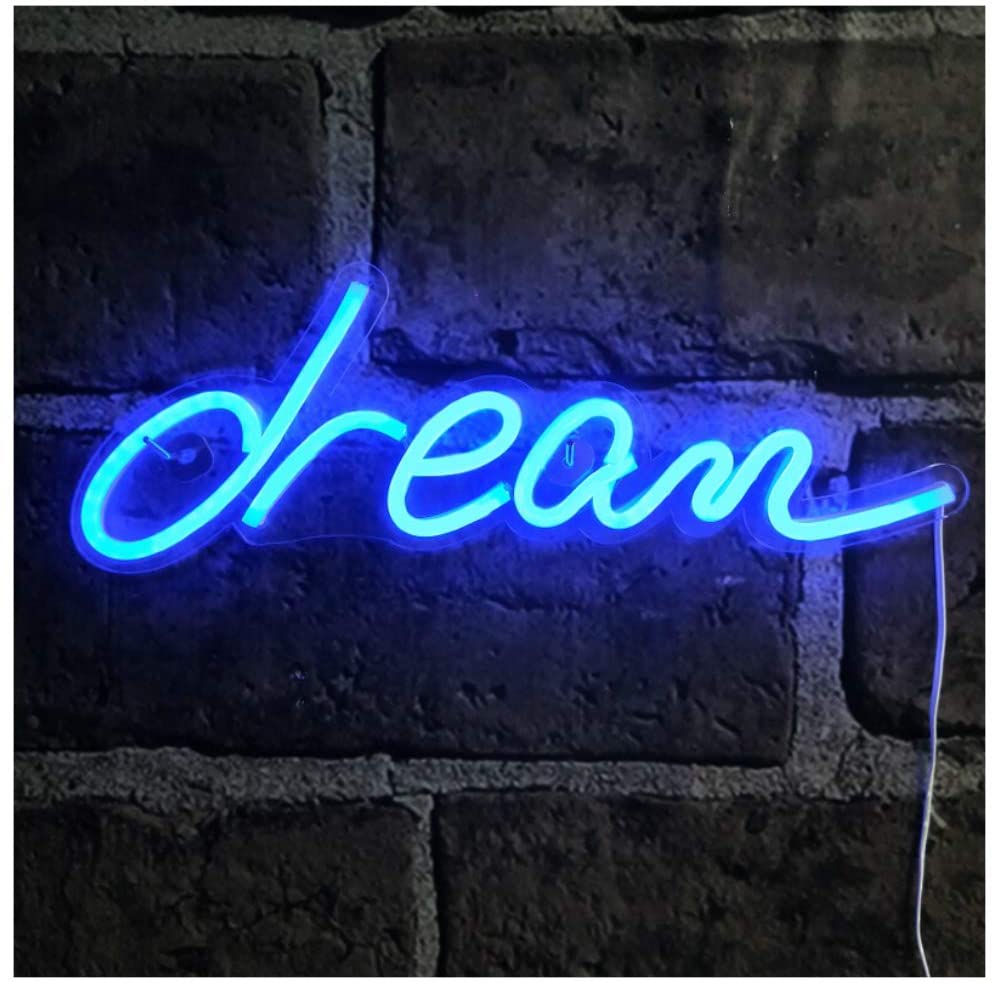 Dream Letters Christmas Neon Sign LED Neon Light USB or Battery Operated Illuminated Night Lights Wall Lamp Art Decor Bar
