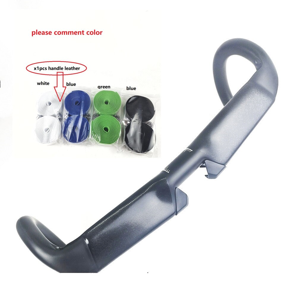 Road Bike Handlebar, Full Carbon handlebar, Inner Cable, 400 / 420 / 440mm Carbon Bike Handlebar: 400mm x1pcs leather