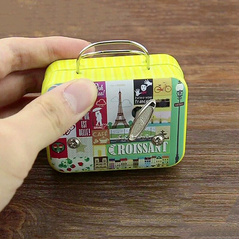 Mini cajas de música de creativas, Maleta Retro, caja de música, caja Musical de colores, accesorios de decoración para el hogar, 1 ud.